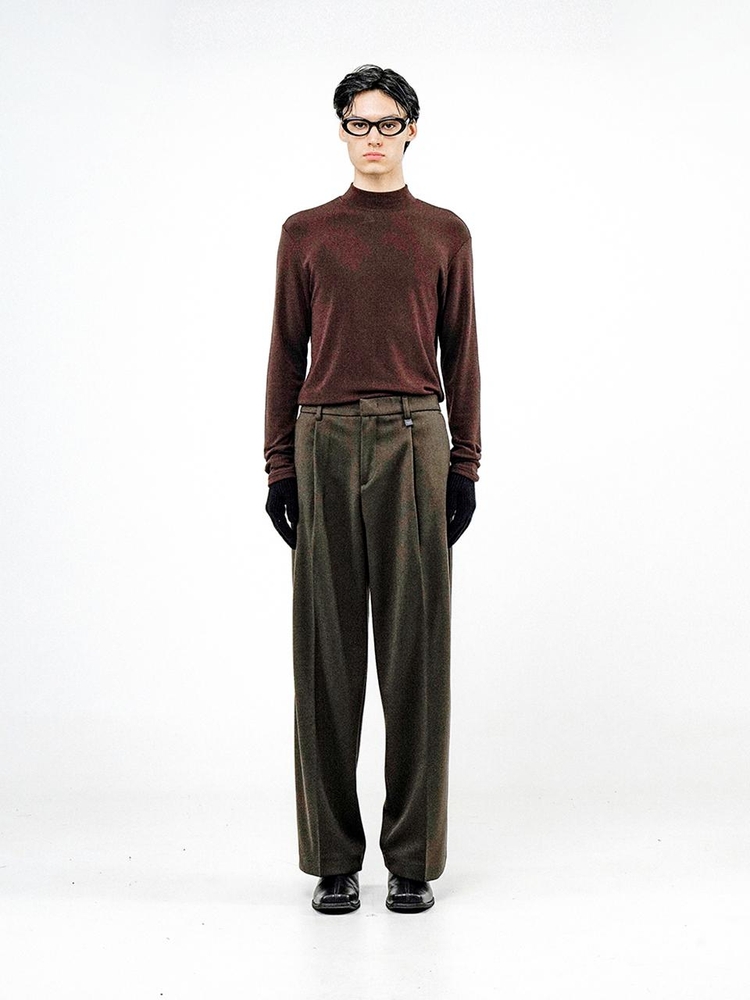 Raised One Tuck Wool slacks - Brown /M244PT01BR