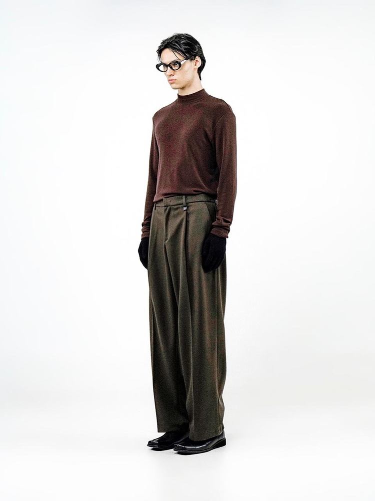 Raised One Tuck Wool slacks - Brown /M244PT01BR