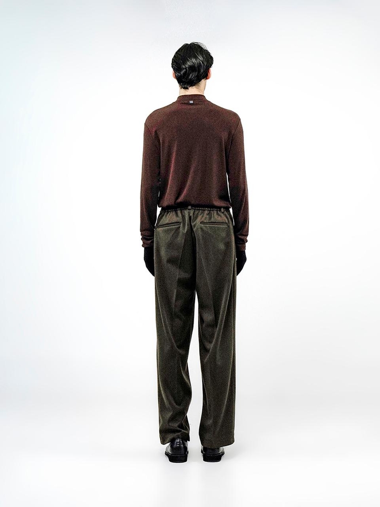 Raised One Tuck Wool slacks - Brown /M244PT01BR