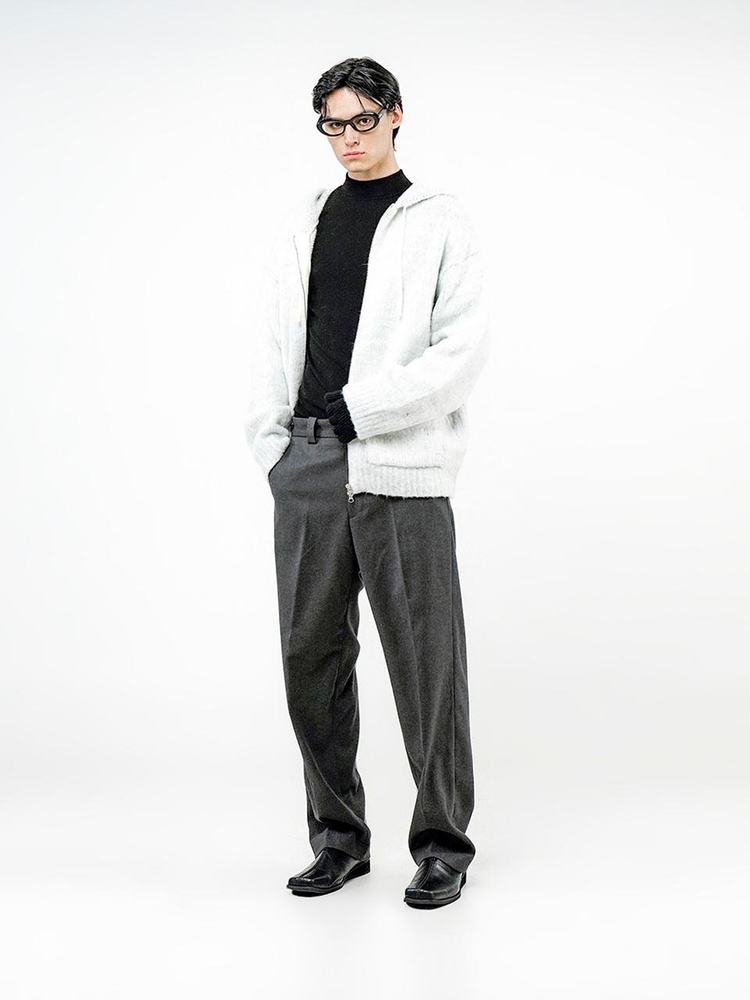 Brush Sweater hooded Zip-up - Melange /M244TP09ML