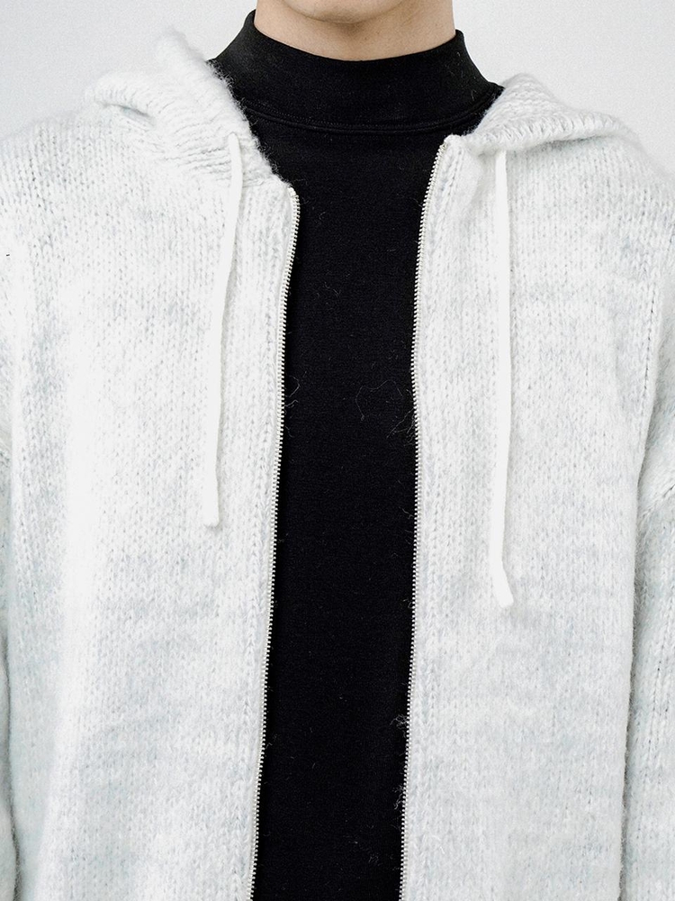 Brush Sweater hooded Zip-up - Melange /M244TP09ML