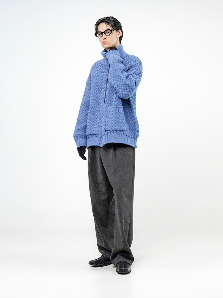 High-neck Sweater Zip-up - Blue /M244TP07BL