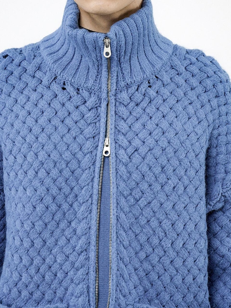 High-neck Sweater Zip-up - Blue /M244TP07BL