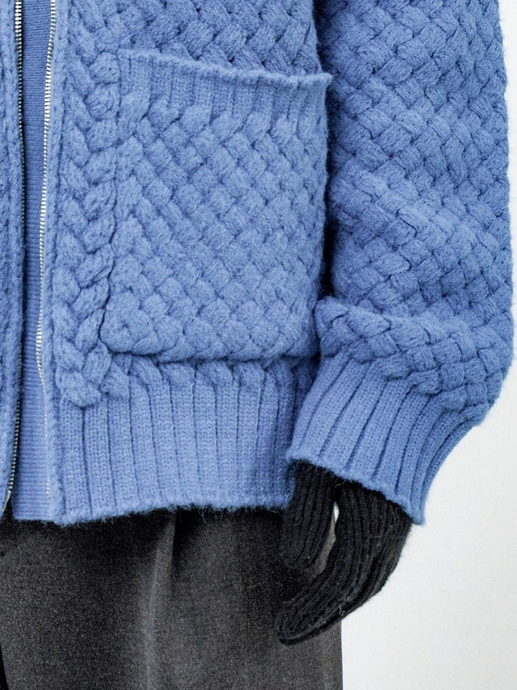 High-neck Sweater Zip-up - Blue /M244TP07BL