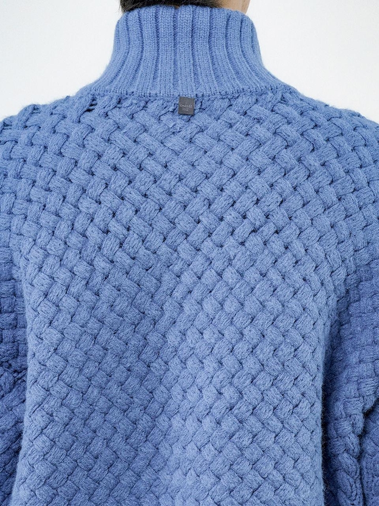 High-neck Sweater Zip-up - Blue /M244TP07BL