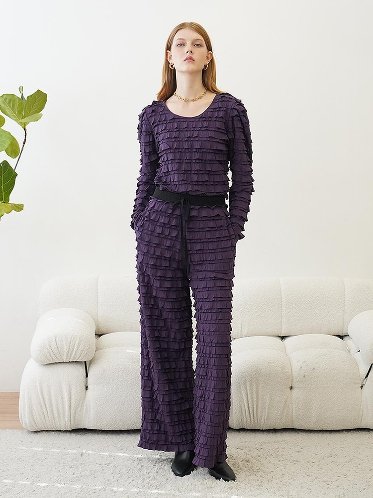 [뮤즈바이로즈]PERI RUFFPLED SAMI WIDE PANTS (VIOLET)