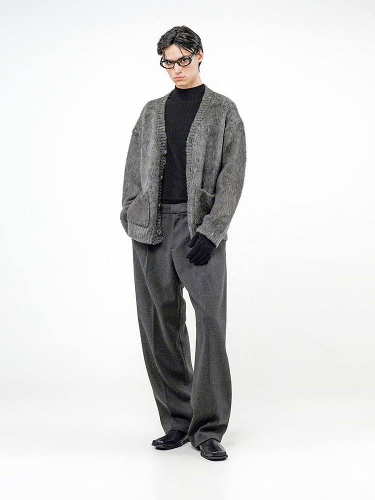 Brush Sweater Loose Cardigan - Charcoal /M244TP08CH