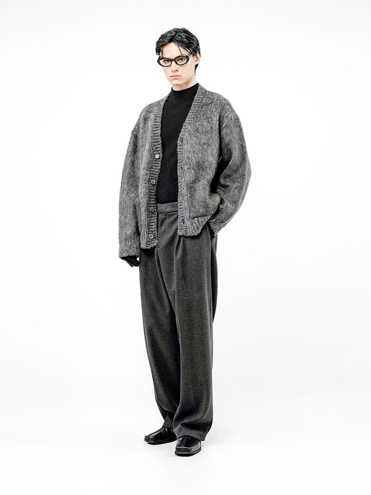 Brush Sweater Loose Cardigan - Charcoal /M244TP08CH