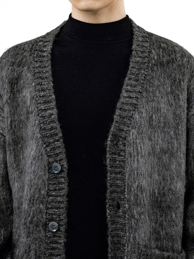 Brush Sweater Loose Cardigan - Charcoal /M244TP08CH