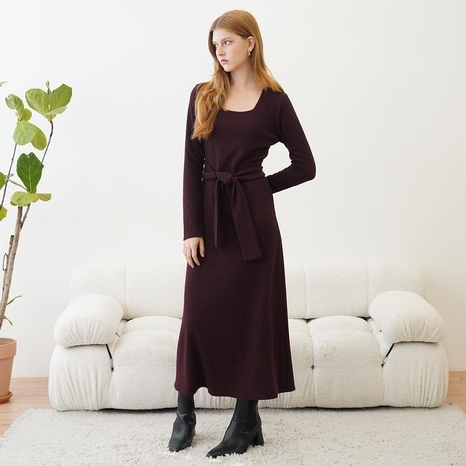 [뮤즈바이로즈]ADEN scarf maxi dress (BURGUNDY)