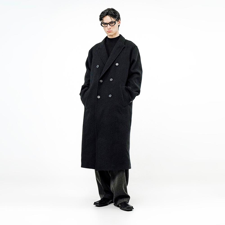 Oversized Wool double coat - Black /W244OT02BK-M