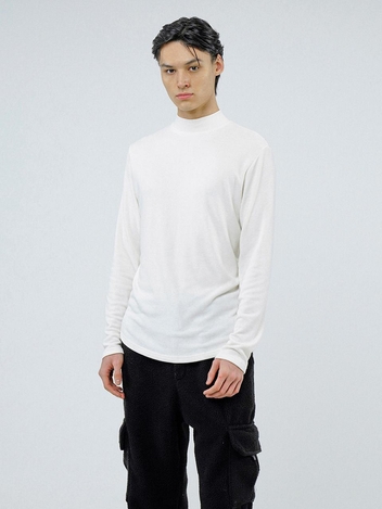 Fleece Wool Half Turtleneck - White /M244TP03WH