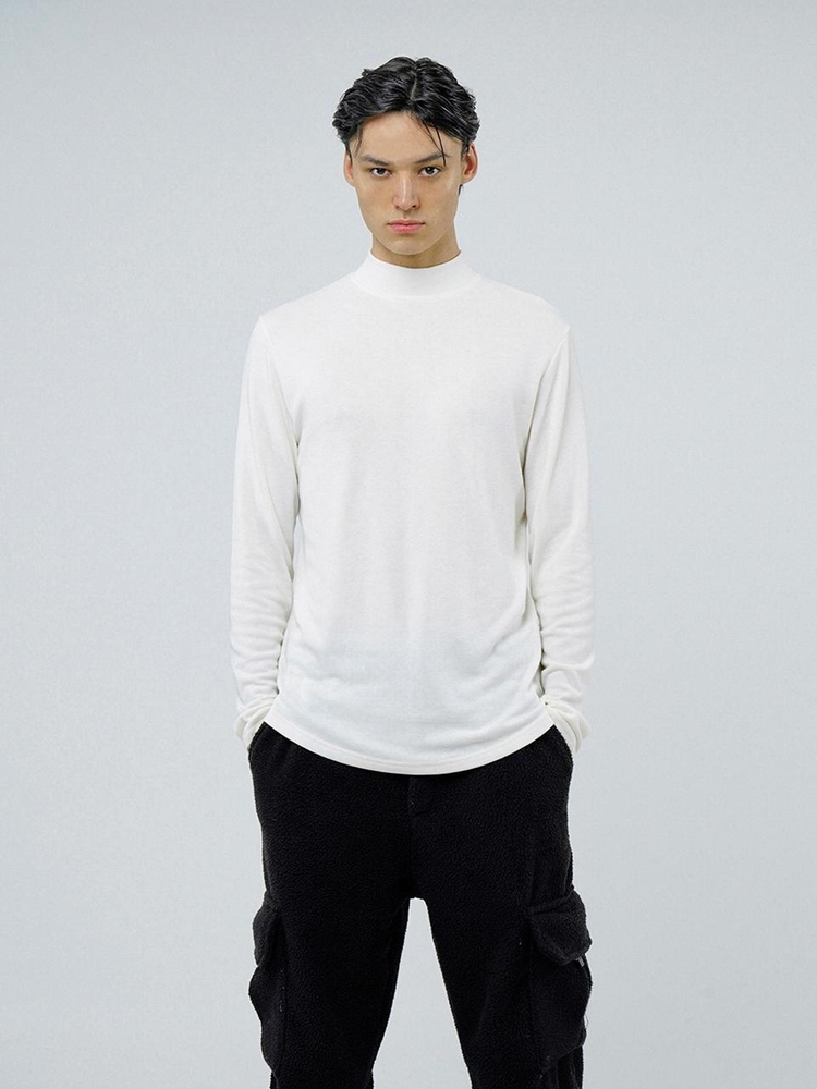 Fleece Wool Half Turtleneck - White /M244TP03WH