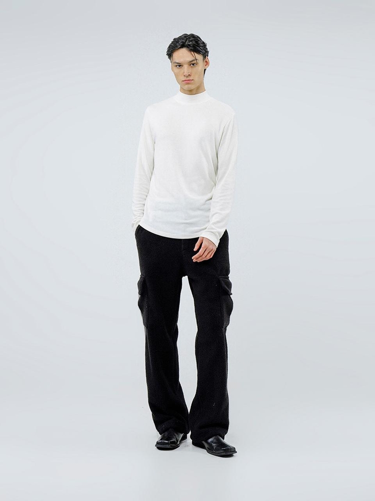 Fleece Wool Half Turtleneck - White /M244TP03WH