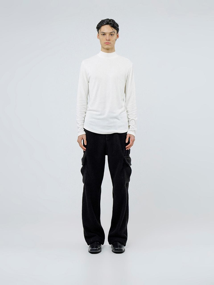 Fleece Wool Half Turtleneck - White /M244TP03WH