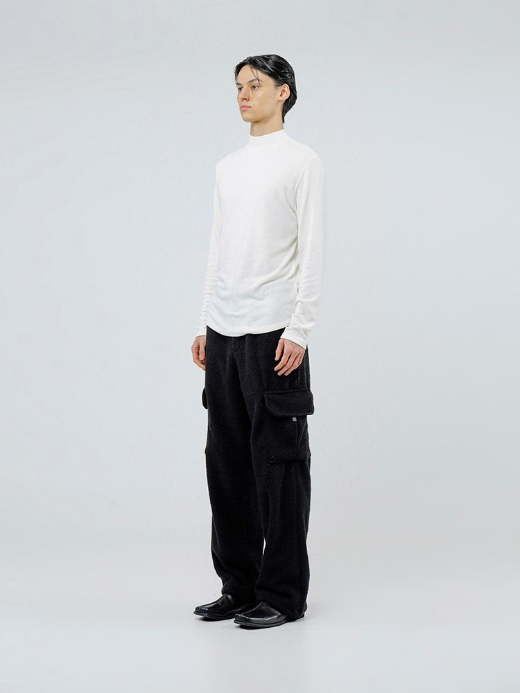 Fleece Wool Half Turtleneck - White /M244TP03WH