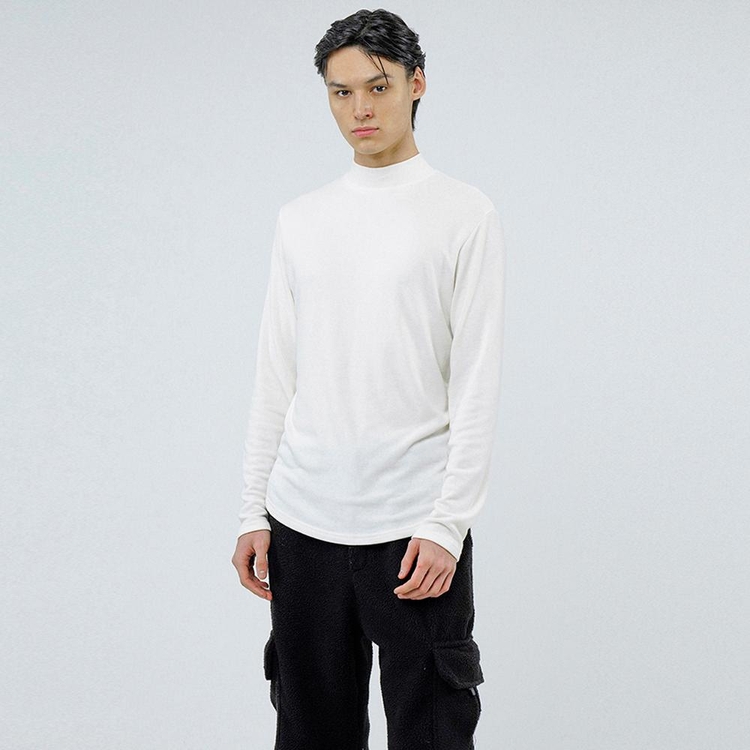 Fleece Wool Half Turtleneck - White /M244TP03WH