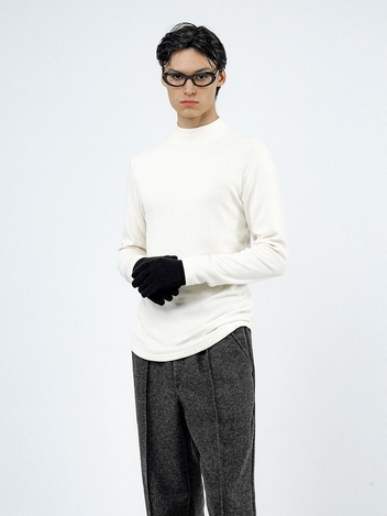 Fleece Wool Half Turtleneck - Ivory /M244TP03IV