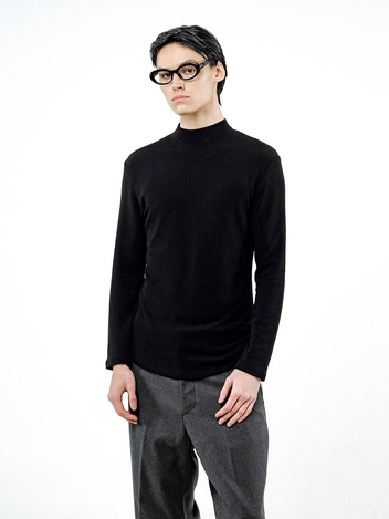 Fleece Wool Half Turtleneck - Black /M244TP03BK