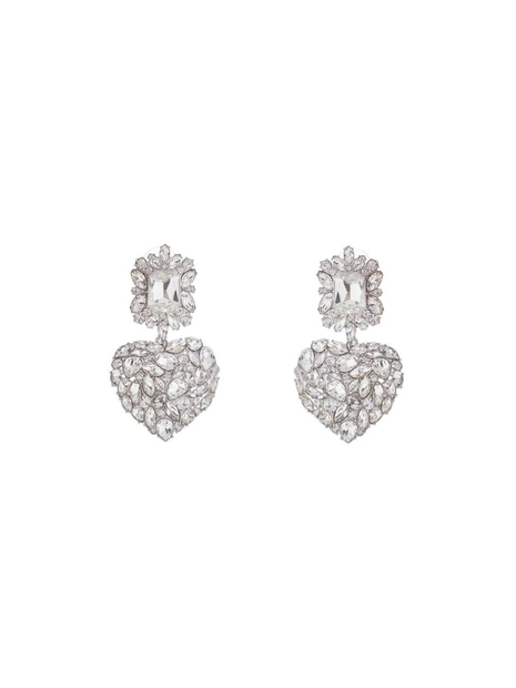 셀프포트레이트 SS25 heart earrings with layered crystals in silver RS25 605E SL SILVER