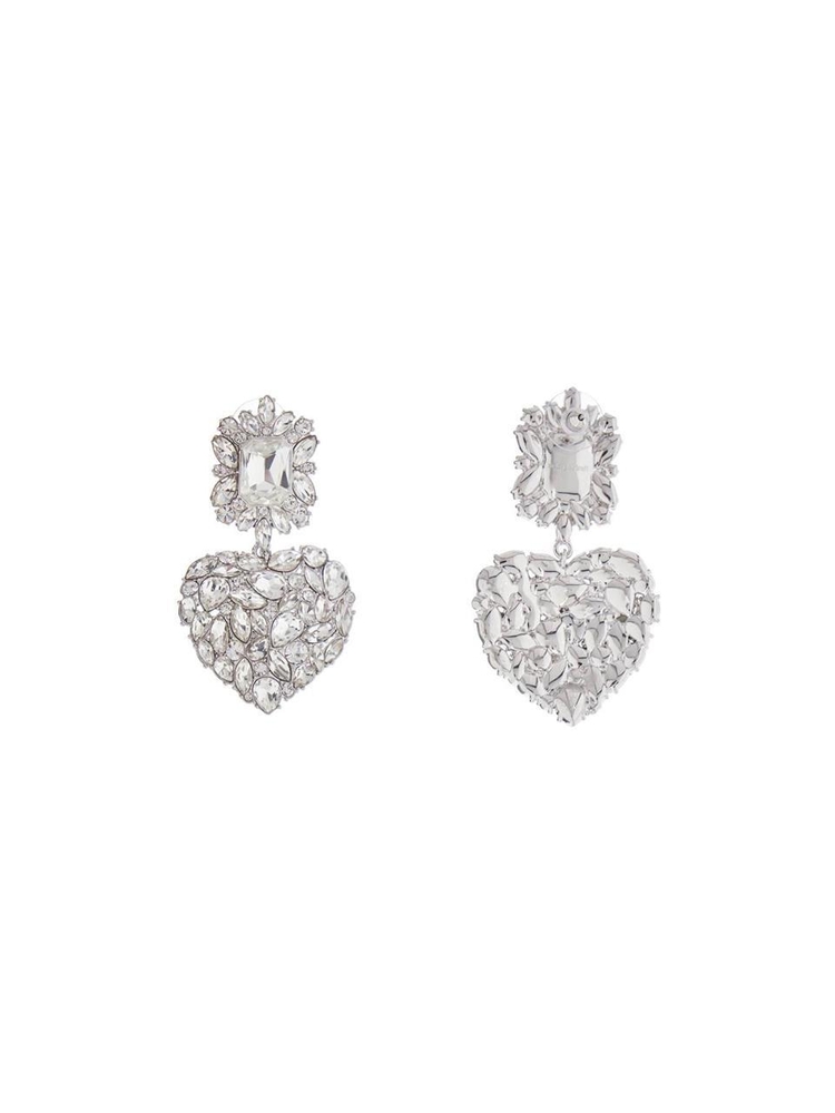 셀프포트레이트 SS25 heart earrings with layered crystals in silver RS25 605E SL SILVER