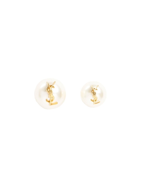 생로랑 SS25 Saint Laurent Pearl Earrings with Monogram 691563.Y1526 Metallic