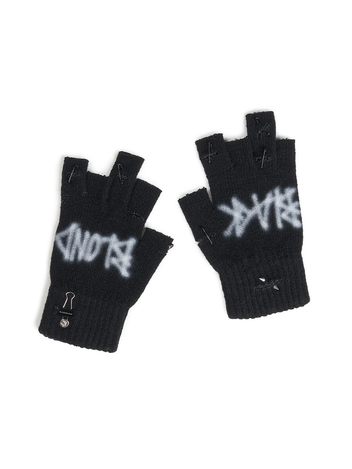 BBD Graffiti Logo Ripped Hand Warmer Gloves (Black)