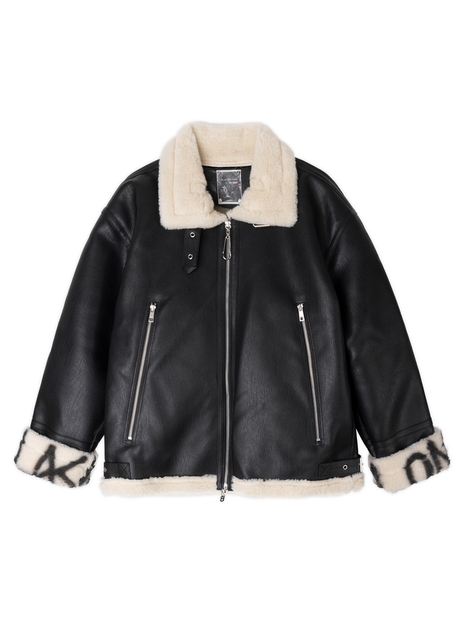 BBD Hidden Guts Graffiti Logo Shearling Jacket (Black)