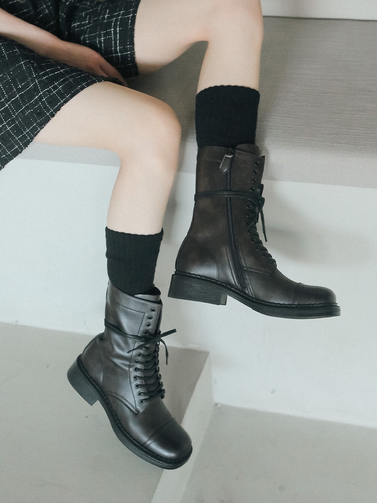 [리퍼브]rfb1025 lace-up middle boots _ 2colors