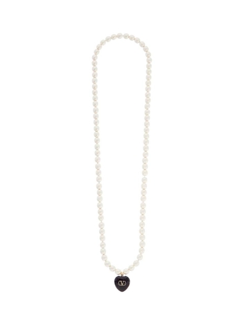 발렌티노 가라바니 SS25 collana lunga perla barocca con pendente cuore oro nero crema 6W2J0Y07LTD ORO/NERO/CREAM