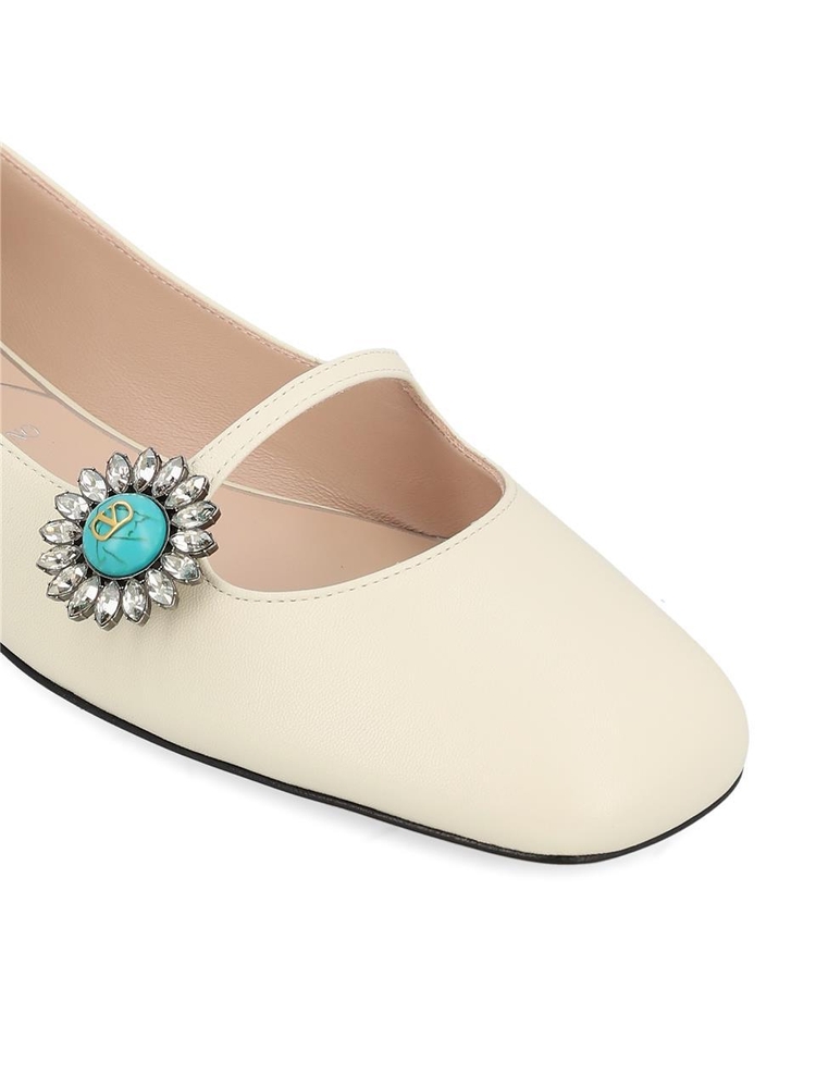 발렌티노 가라바니 SS25 Valentino Garavani Flat shoes 6W2S0LL7DHS9TK IVORY/CRYSTAL/TURCHESE