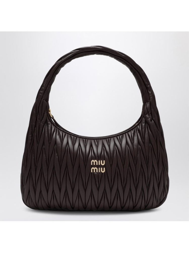 미우미우 SS25 Miu Miu Wander Medium hobo bag in Radica coloured nappa matelasse 5BC170OOOAN88 Brown