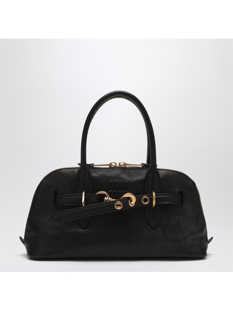 미우미우 FW24 Miu Miu Black Nappa leather Aventure Satchel 5BB168OOO2BBL Black