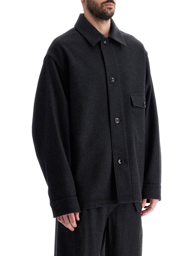 르메르 FW24 wool felt overshirt in OV1003 LF393 ASH BLACK