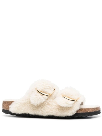 버켄스탁 FW24 Arizona Big Buckle Shearling teddy eggshell 1023130 White