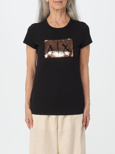 아르마니 익스체인지 SS25 Armani Exchange T-shirt with writable sequins 8NYTDLYJ73Z 6231 Black