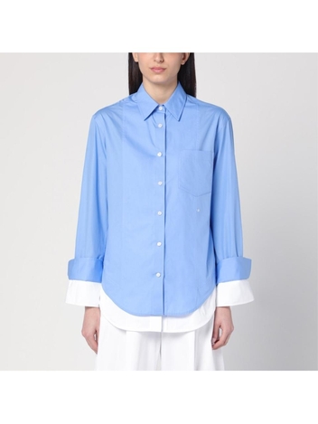 빅토리아베컴 SS25 Victoria Beckham Double-layer shirt in light blue/white 1125WSH006011CCO Blue