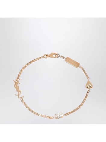 생로랑 SS25 Saint Laurent Gold bracelet with Cassandre heart charm and rhinestones 701950Y1526 Metal