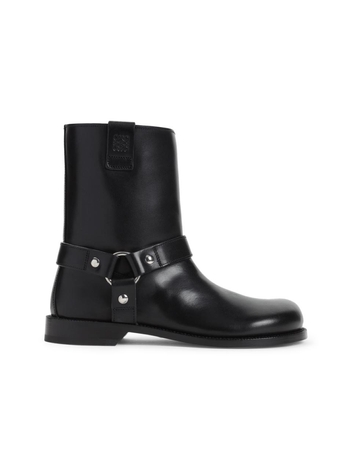 로에베 SS25 Loewe Campo Biker Shearling Boots LSS4285X01 Black