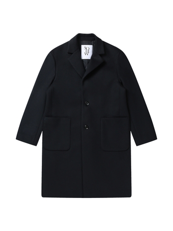 Cashmere Blend 2-Button Single Coat_Dark Blue