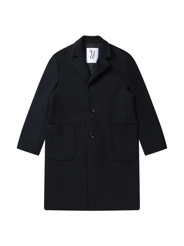 Cashmere Blend 2-Button Single Coat_Dark Blue