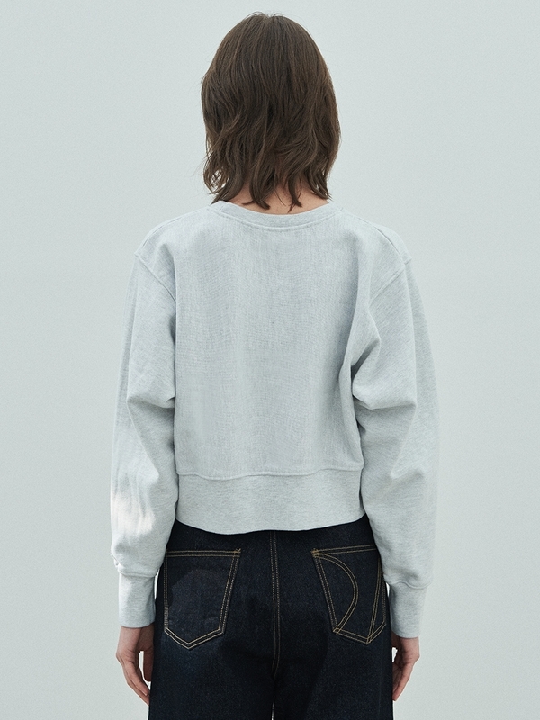 HAND STITCH CROP SWEATSHIRTS_LIGHT GREY