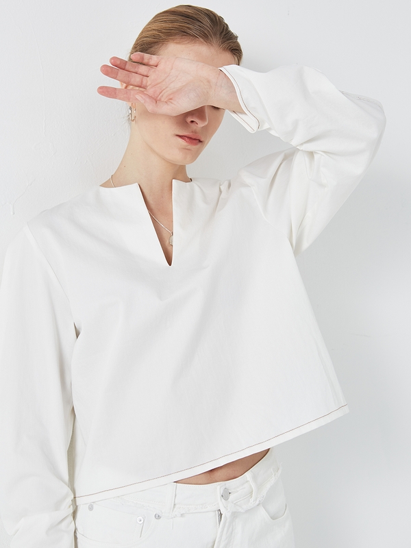 Shirring Detail Blouse Off White