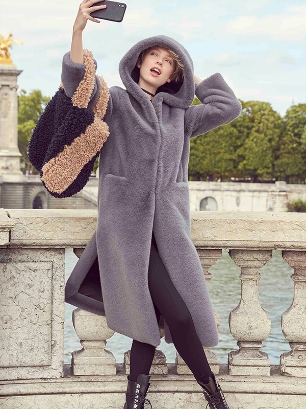 FAUX FUR HOODED MAXI COAT(퍼 후드 맥시 코트)