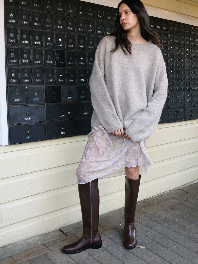 SAM Riding flat long boots - 4color 3.5cm 베이직 가죽 라이딩부츠