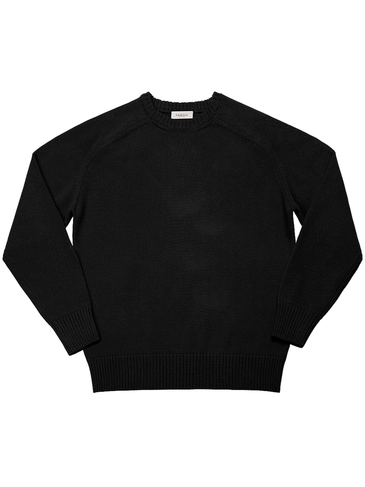 Saddle Crew neck Knit (Black)