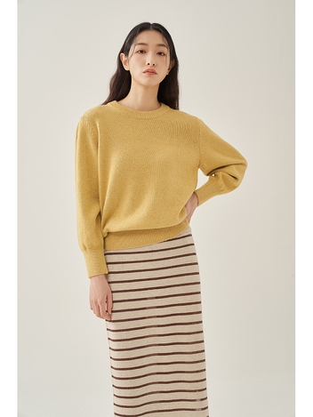 Women Puff Sleeve Round_Yellow