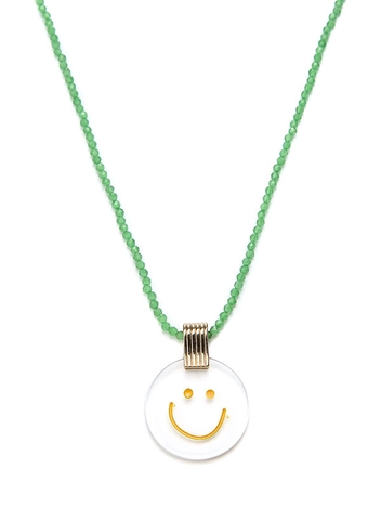 Smilie Medallion Necklace - Green
