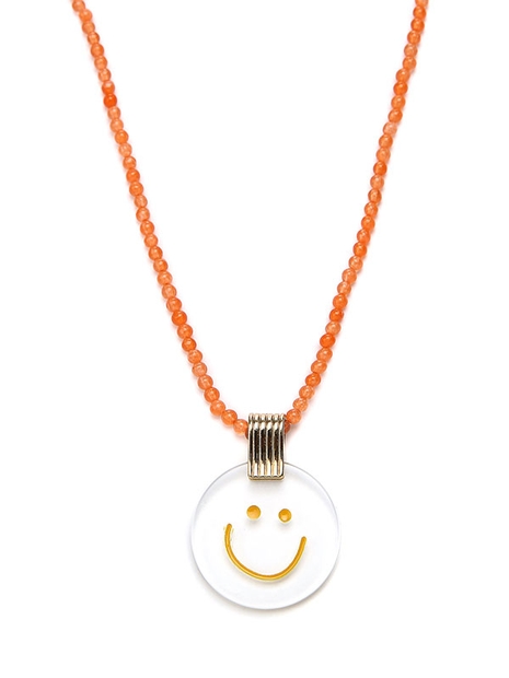 Smilie Medallion Necklace - Orange