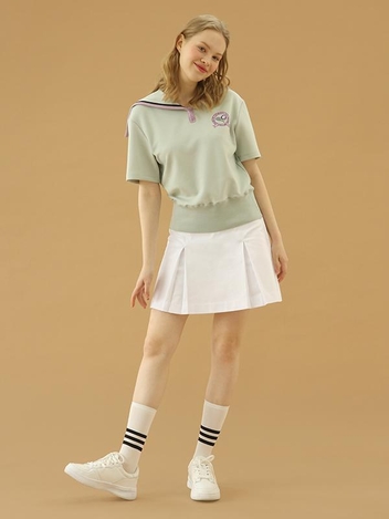 P_LABEL 칼라 데님 스커트_WHT